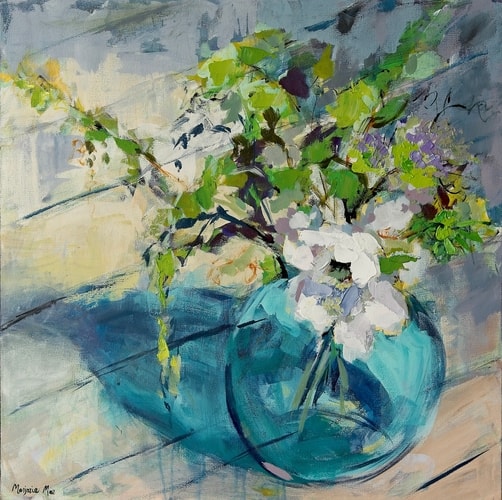 painting of a vase of flowers by Marjorie Mae Broadhead