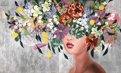 floral portrait of a woman by Sally Khoury