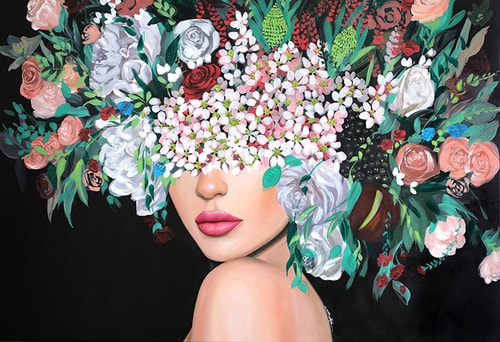 floral portrait of a woman by Sally Khoury