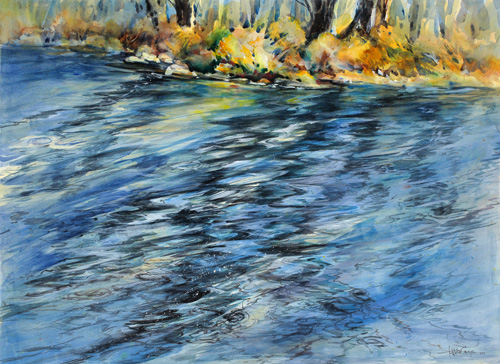 watercolor of moving water by Anne Watson Sorensen