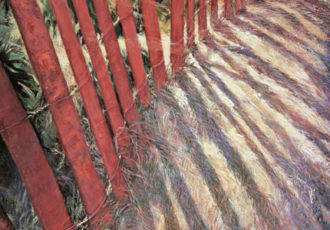 pastel of a beach fence by Maryann Mullett