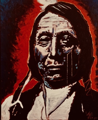 painted portrait of Red Cloud by Clement Janis