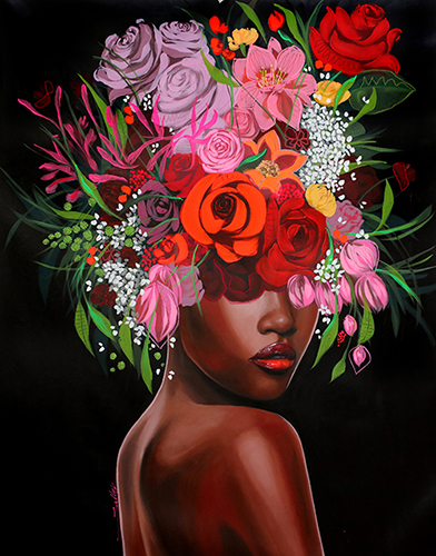 floral portrait of a woman by Sally Khoury