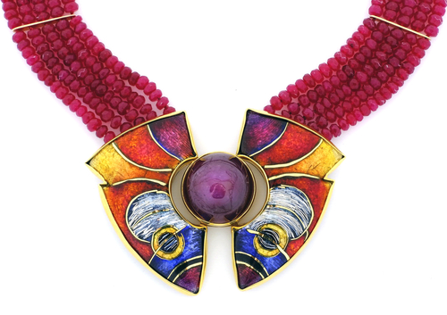 Handmade cloissone necklace Release Butterflies 2 by Sydney Scherr