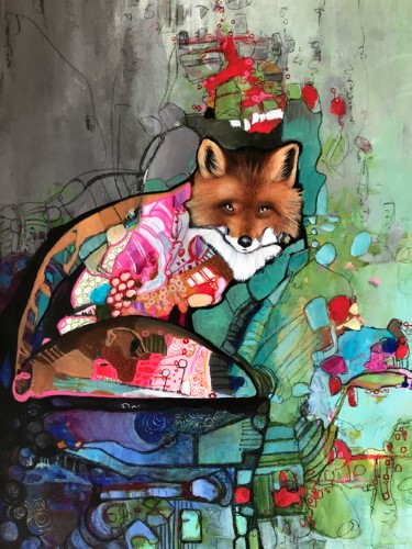 abstract/realistic painting of a fox by Marti Leroux