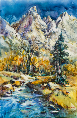 watercolor of mountains by Anne Watson Sorensen