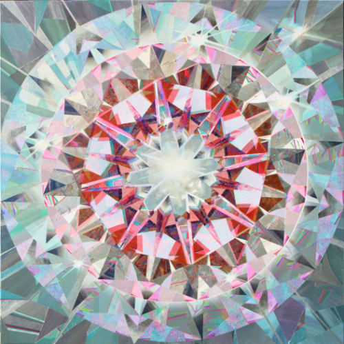 mixed media painting of a multi-colored diamond by Cliff Kearns