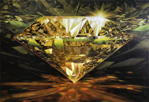 mixed media painting of a golden diamond by Cliff Kearns