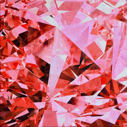 mixed media painting of the close up of a rose diamond by Cliff Kearns