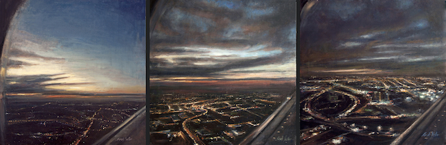 painting of flying into Newark by Sarah Yuster
