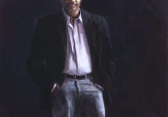 painted portrait of Neil DeGrasse Tyson by Sarah Yuster