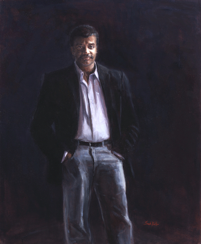 painted portrait of Neil DeGrasse Tyson by Sarah Yuster