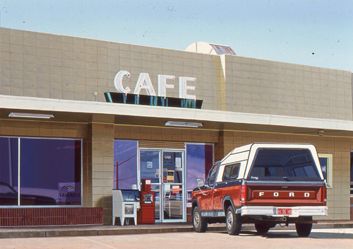 painting of a roadside cafe by James "Kingneon" Gucwa