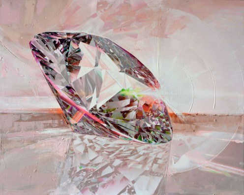 mixed media painting of a pink diamond by Cliff Kearns