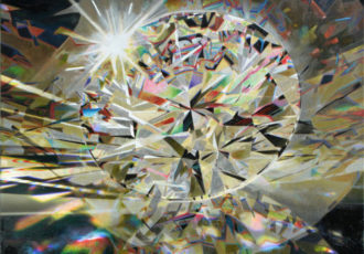 mixed media painting of a white diamond by Cliff Kearns