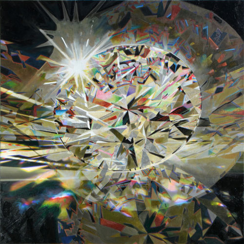 mixed media painting of a white diamond by Cliff Kearns