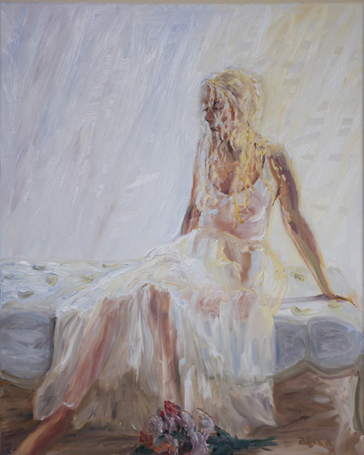 painting of a seated woman by Becca Drach