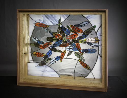 stained glass and mixed media sculpture by Edd Johannemann