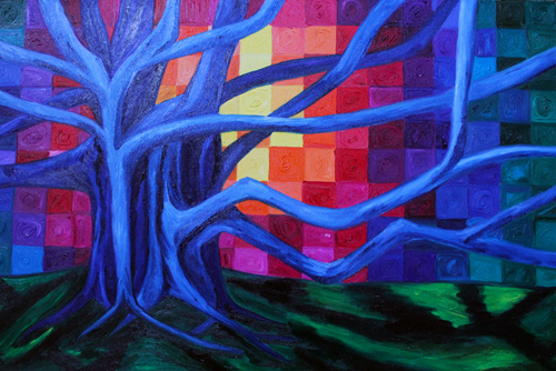 painting of a banyan tree by Annie Guldberg
