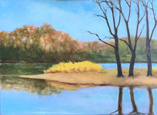 painting of a lake in November by Gary Hoff
