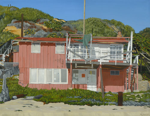 painted portrait of a dilapidated beach house by Michael Ward