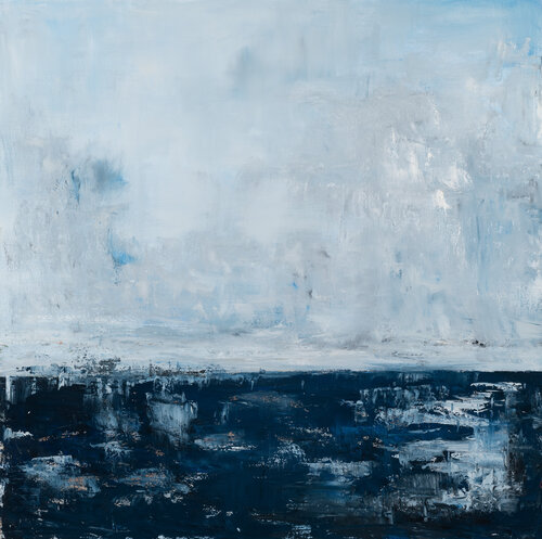 calm abstract painting of sea and sky