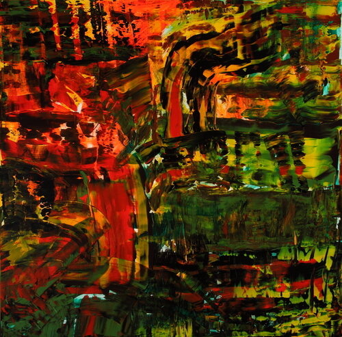 Abstract painting inspired by Wall Street volatility
