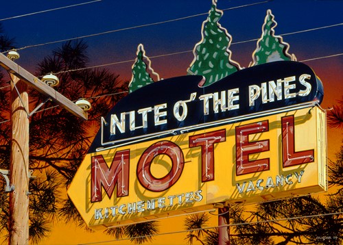 painting of the Nite O' the Pines Motel sign by James "Kingneon" Gucwa