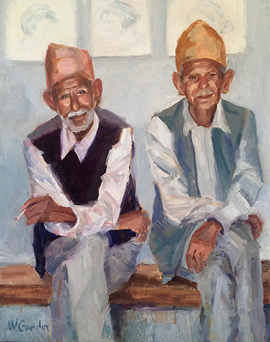 oil painting of two old men by Wendy Gordin