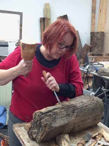 Artist Lisa Jennings at work in her studio