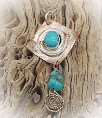 silver and turquoise pendant by Alene Geed