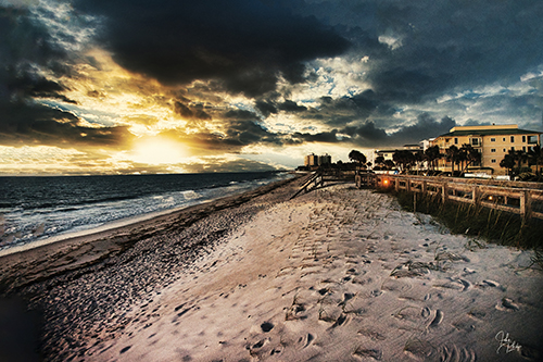 photograph of the sunrise over the beach by John Philip Stratton