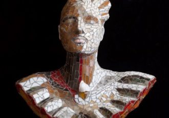 mosaic figurative sculpture by Francine Gourguechon