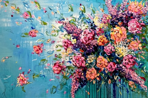 abstract floral painting by Ute Bivona