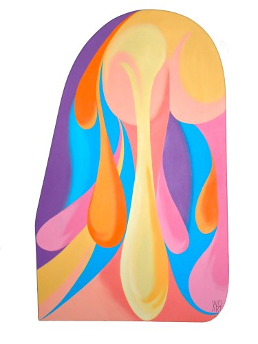 Abstract shaped canvas painting by Mark E. Weleski