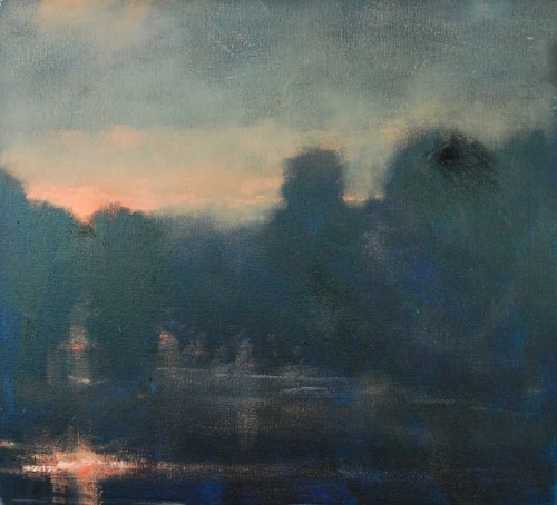 landscape painting of a river at night by Robert Magaw