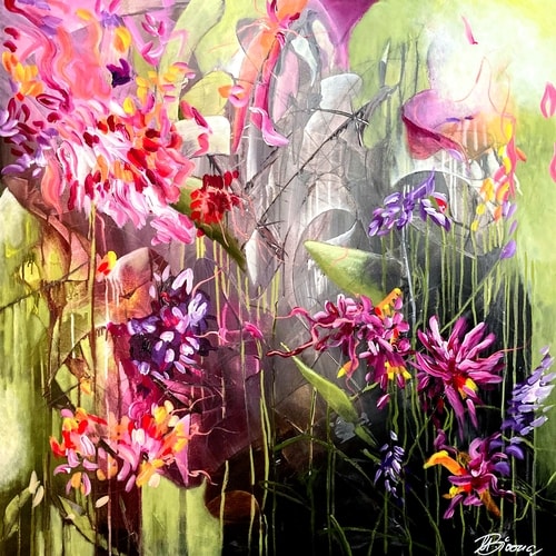 abstract floral painting by Ute Bivona