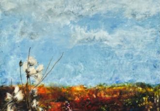 encaustic painting of a bog by Rosemarie Langtry