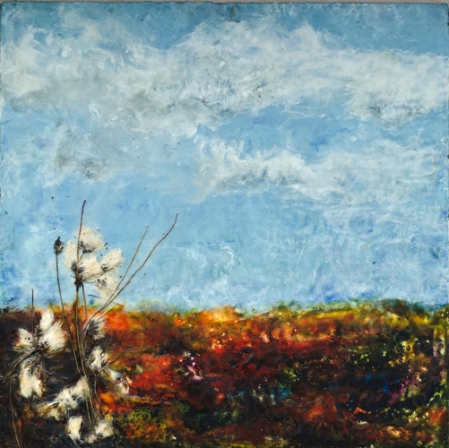 encaustic painting of a bog by Rosemarie Langtry