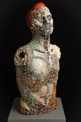 mosaic figurative sculpture by Francine Gourguechon