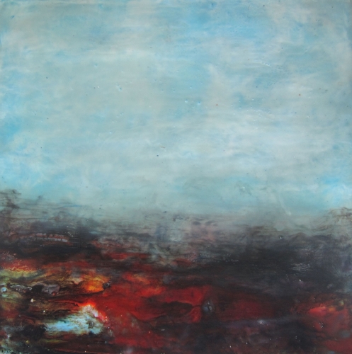abstract encaustic landscape by Rosemarie Langtry