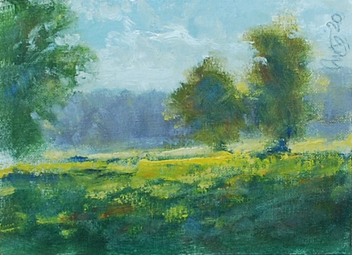 painting of a sunlit meadow by Robert Magaw
