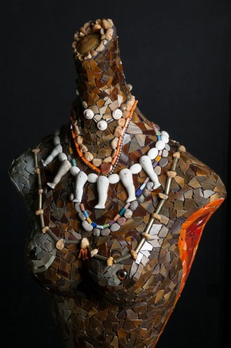 mosaic figurative sculpture by Francine Gourguechon