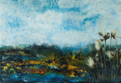 abstract encaustic landscape by Rosemarie Langtry