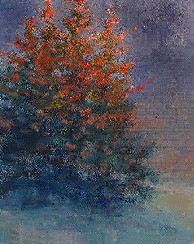 painting of pine trees by Robert Magaw