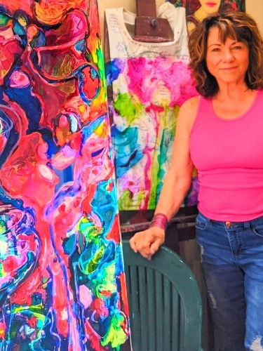 Artist Victoria Cameron Glass in her studio