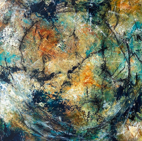 abstract oil and cold wax painting by Doris Vasek