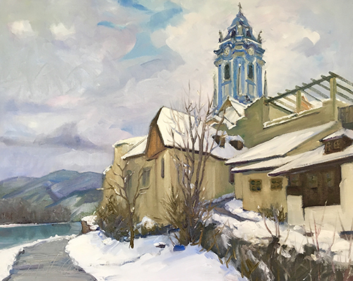 painting of Durnstein in Austria by Ilse Taylor Hable