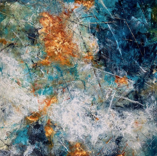 abstract oil and cold wax by Doris Vasek
