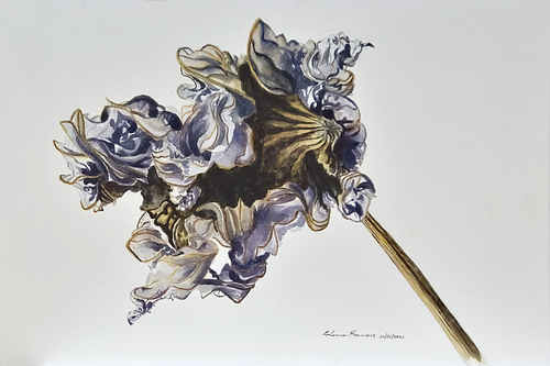 watercolor of a leaf by Karlene Francois